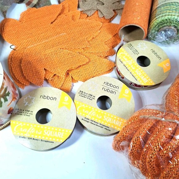 Lot Of Fall Thanksgiving Decorative Mesh Wire Edge Ribbon Crafting... - Picture 4 of 11
